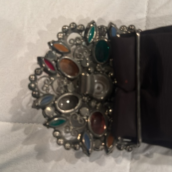 Juliana belt buckle. Vintage Black belt with the stunning buckle. It is metal main image 12